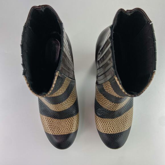 Tipe e Tacchi Ankle Boots Size 39 Platform Chunky Brown Reptile Statement - Picture 3 of 13